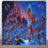 Aperturee - Aperturee Colored Light Village Christmas Pillow Cover Backdrop